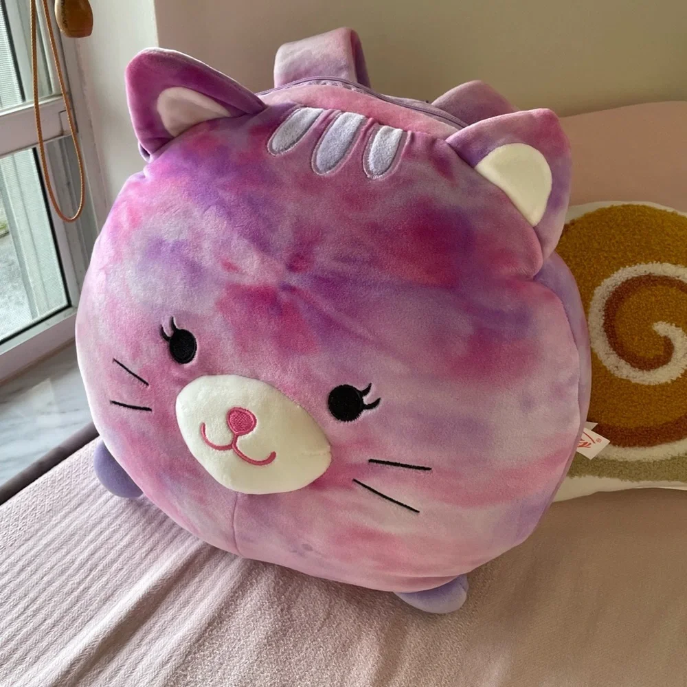 Adorable Plush Cat Backpack- Pink and Purple